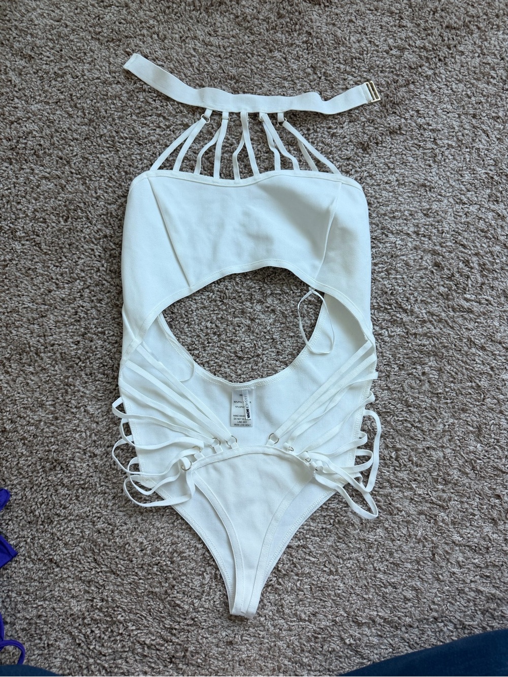 Fashion Nova White Ring-Detail Strappy One-Piece